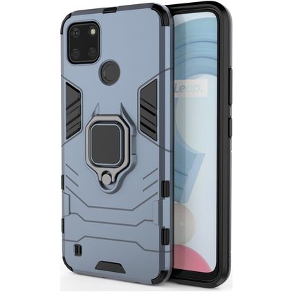 Mobigear Armor Ring Realme C25Y Hülle Hardcase Backcover Stoßfest mit Ringhalter - Blau
