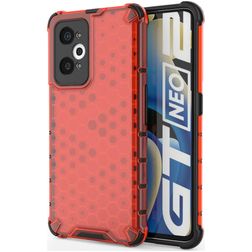 Mobigear Honeycomb Realme GT Neo2 Hülle Hardcase Backcover Stoßfest - Rot