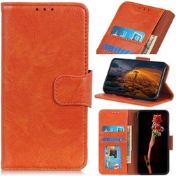 Mobigear Classy iPhone 13 Hülle Klapphülle Geldbörse - Orange