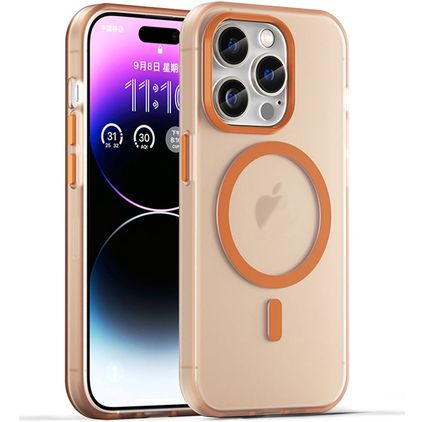 Mobigear Shockproof iPhone 16 Pro MagSafe Hülle Flexibles TPU Backcover - Orange