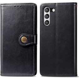 Mobigear Snap Button Samsung Galaxy S21 FE Hülle Klapphülle Geldbörse - Schwarz