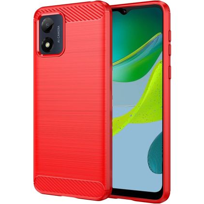 Mobigear Brushed Slim Motorola Moto E13 Hülle Flexibles TPU Backcover - Rot