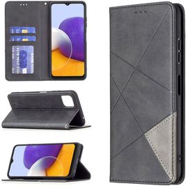 Mobigear Rhombus Slim Samsung Galaxy A22 5G Hülle Klapphülle - Schwarz