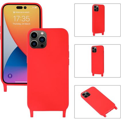 Mobigear Lanyard iPhone 14 Pro Max Silikon Handykette - Rot