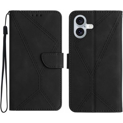 Mobigear Stitch iPhone 17 Hülle Klapphülle Geldbörse - Schwarz