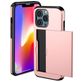 Mobigear Card iPhone 13 Pro Hülle Hardcase Backcover Stoßfest mit Kartenhalter - Roségold