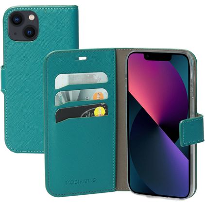 Mobiparts Saffiano Wallet iPhone 13 Hülle Klapphülle Geldbörse - Türkis