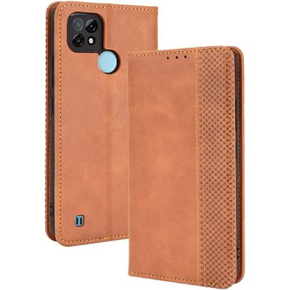 Mobigear Sensation Realme C21 Hülle Klapphülle Geldbörse - Cognac
