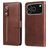 Mobigear Zipper iPhone 17 Pro Hülle Klapphülle Geldbörse - Braun