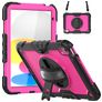 Mobigear SureGrip Xtreme iPad 10 (2022) Hülle Kunststoff,Silikon Backcover + Schulterträger + Ständer - Schwarz / Pink