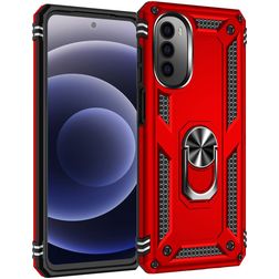Mobigear Armor Ring Motorola Moto G52 Hülle Hardcase Backcover Stoßfest mit Ringhalter - Rot