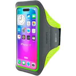 Mobiparts Comfort Fit Handyhalterung Joggen iPhone 17 Sporthülle Neopren Sportarmband - Grün