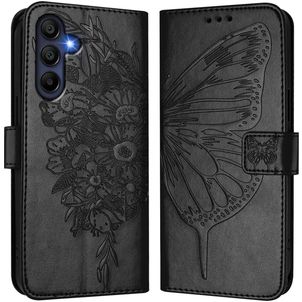 Mobigear Flowers Samsung Galaxy A17 Hülle Klapphülle Geldbörse - Schwarz