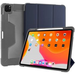 Mutural Tri-Fold Tough iPad Pro 12.9 Zoll (2022) Hülle Klapphülle + Stifthalter - Schwarz / Marineblau