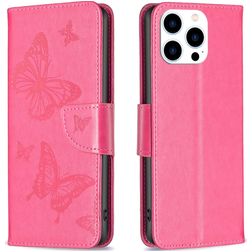 Mobigear Butterfly iPhone 15 Pro Hülle Klapphülle Geldbörse - Magenta