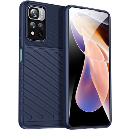 Mobigear Groove Xiaomi Redmi Note 11T Hülle Flexibles TPU Backcover - Blau