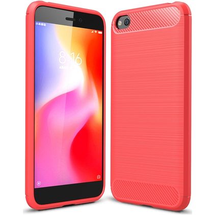 Mobigear Brushed Slim Xiaomi Redmi Go Hülle Flexibles TPU Backcover - Rot