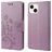 Mobigear Flowers iPhone 14 Hülle Klapphülle Geldbörse - Lila