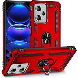 Mobigear Armor Ring Xiaomi Redmi Note 12 Pro Plus Hülle Hardcase Backcover Stoßfest mit Ringhalter - Rot