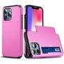 Mobigear Card iPhone 13 Hülle Hardcase Backcover Stoßfest mit Kartenhalter - Pink
