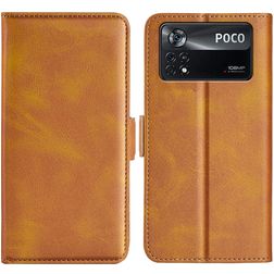 Mobigear Slim Magnet POCO X4 Pro 5G Hülle Klapphülle Geldbörse - Cognac