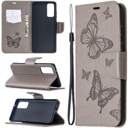 Mobigear Butterfly Samsung Galaxy S20 FE Klapphülle Portemonnaie - Grau
