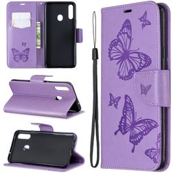 Mobigear Butterfly Samsung Galaxy A20s Klapphülle Portemonnaie - Lila