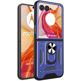 Mobigear Armor Ring Motorola Razr 50 Ultra Hülle Hardcase Backcover Stoßfest mit Ringhalter - Blau