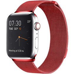 Mobigear Loop Milanaise Apple Watch Armband Magnetverschluss - 49/46/45/44 mm - Rot