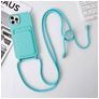 Mobigear Lanyard Card iPhone 15 Pro Silikon Handykette mit Kartenhalter - Blau