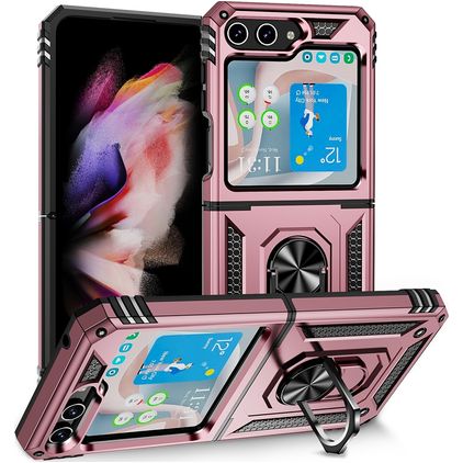 Mobigear Armor Ring Samsung Galaxy Z Flip 5 Hülle Hardcase Backcover Stoßfest mit Ringhalter - Roségold