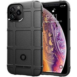 Mobigear Rugged Shield iPhone 12 Hülle Flexibles TPU Backcover Stoßfest - Schwarz