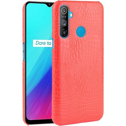 Mobigear Croco Realme C3 Hülle Flexibles TPU Backcover - Rot