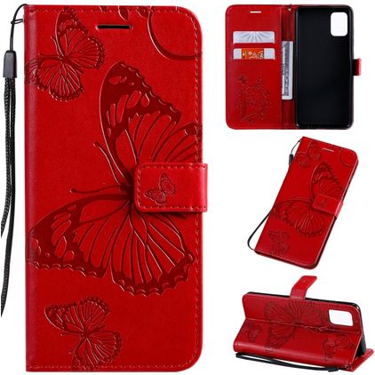Mobigear Butterfly Samsung Galaxy A51 Hülle Klapphülle Geldbörse - Rot