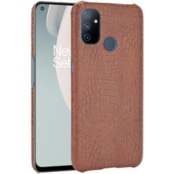 Mobigear Croco OnePlus Nord N100 Hülle Hardcase Backcover - Braun