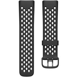 Mobigear Sport Plus Buckle Silikon Fitbit Charge 5 Armband Dornschließe - Schwarz