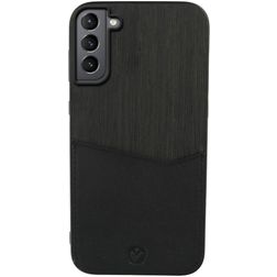 Valenta Card Slot Samsung Galaxy S21 Plus Hülle Echtes Leder Backcover mit Kartenhalter - Schwarz