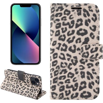 Mobigear Leopard iPhone 14 Hülle Klapphülle Geldbörse - Braun