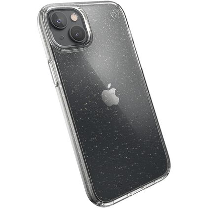 Speck Presidio Perfect Clear Glitter iPhone 14 Plus Hülle Hardcase Backcover Stoßfest - Transparent / Gold