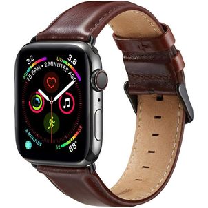 Mobigear Bologna Leder Apple Watch Armband Dornschließe - 42/41/40/38 mm - Braun