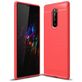 Mobigear Brushed Slim Sony Xperia 1 Hülle Flexibles TPU Backcover - Rot