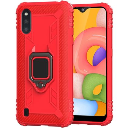 Mobigear Armor Ring Samsung Galaxy A01 TPU (flexibel) Backcover Shockproof mit Ringhalter - Rot