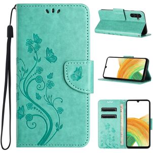 Mobigear Flowers Samsung Galaxy A55 Hülle Klapphülle Geldbörse - Grün