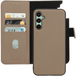 Mobiparts Samsung Galaxy A34 Hülle Echtes Leder Abnehmbare 2in1 Klapphülle Geldbörse - Taupe