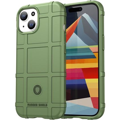 Mobigear Rugged Shield iPhone 15 Hülle Flexibles TPU Backcover Stoßfest - Grün