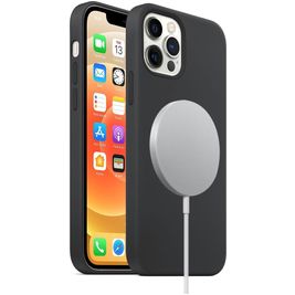Mobigear Rubber Touch iPhone 12 Pro Silikon MagSafe Hülle Backcover - Schwarz