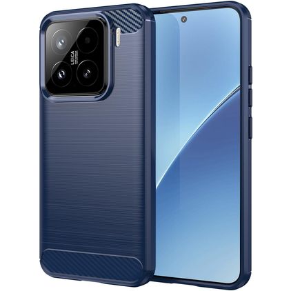 Mobigear Brushed Slim Xiaomi 15 Hülle Flexibles TPU Backcover - Dunkelblau