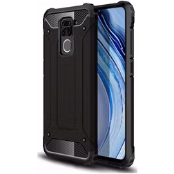 Mobigear Outdoor Xiaomi Redmi Note 9 Hülle Hardcase Backcover Stoßfest - Schwarz