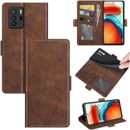 Mobigear Slim Magnet POCO X3 GT Hülle Klapphülle Geldbörse - Braun