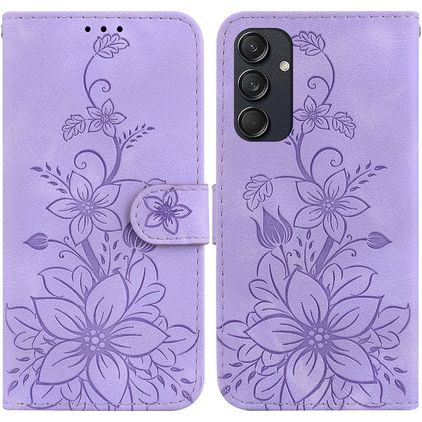 Mobigear Clover Samsung Galaxy M55 Hülle Klapphülle Geldbörse - Lila